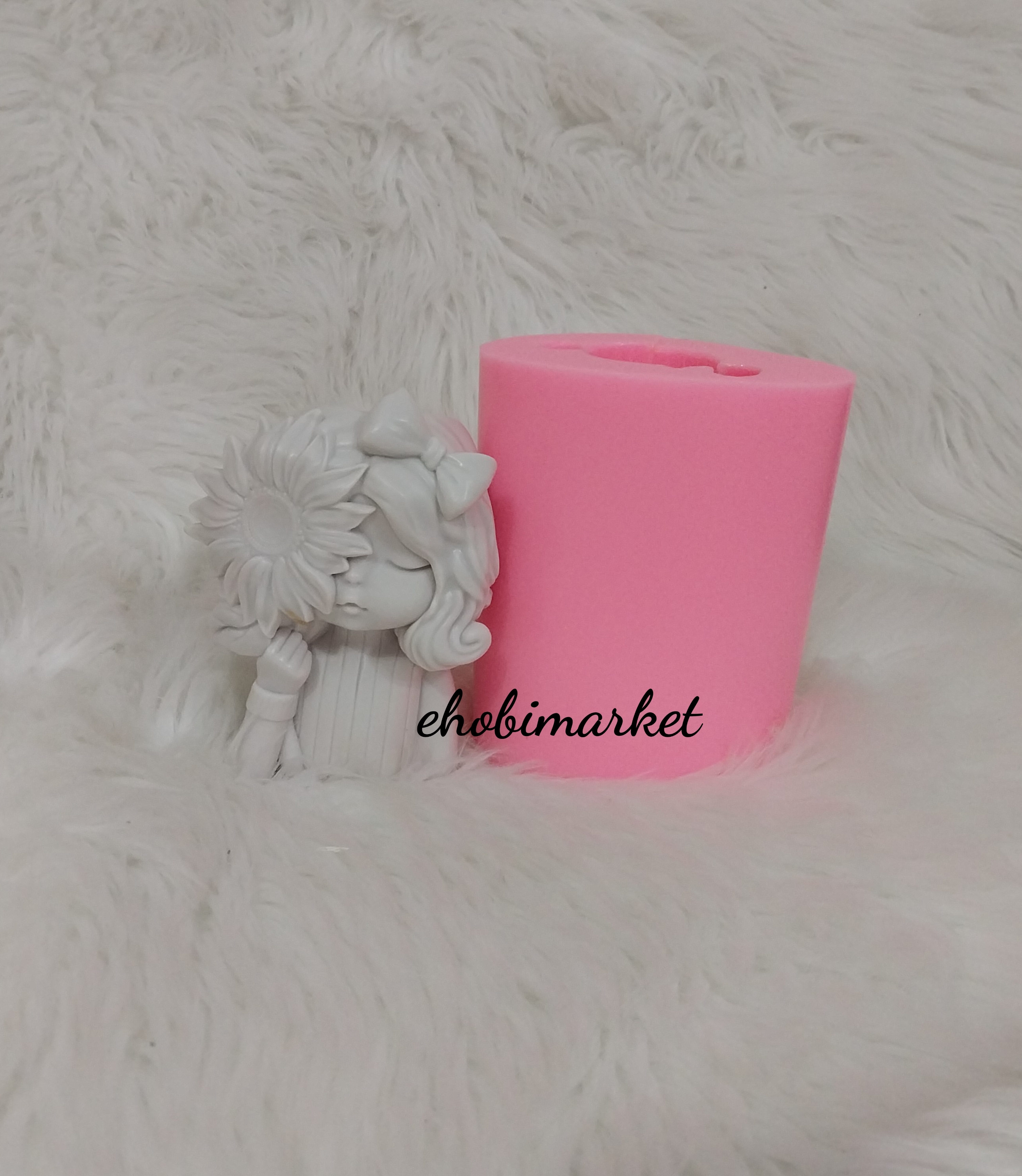 Çiçekli kiz saksi silikon kalip