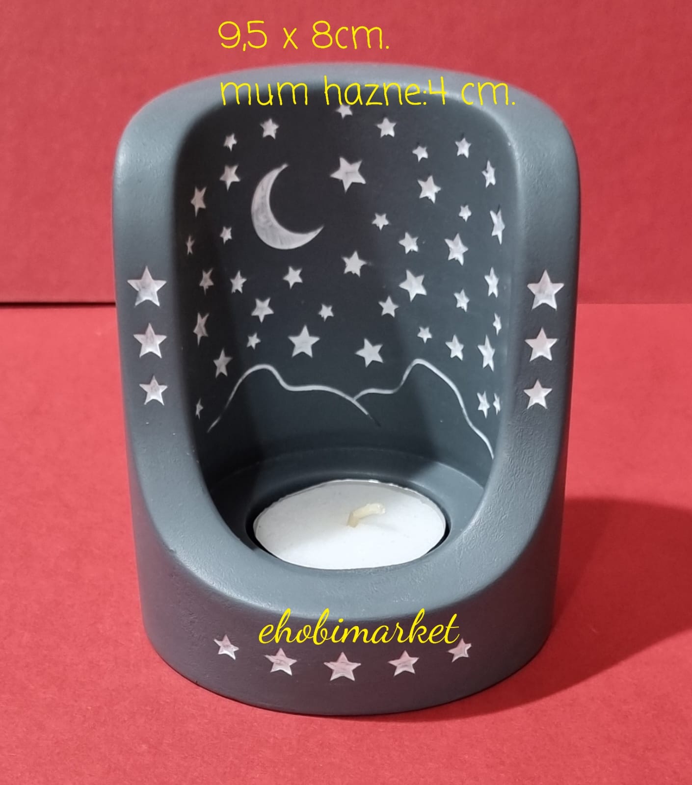 Ay ve yıldız desenli mumluk silikon kalıp 