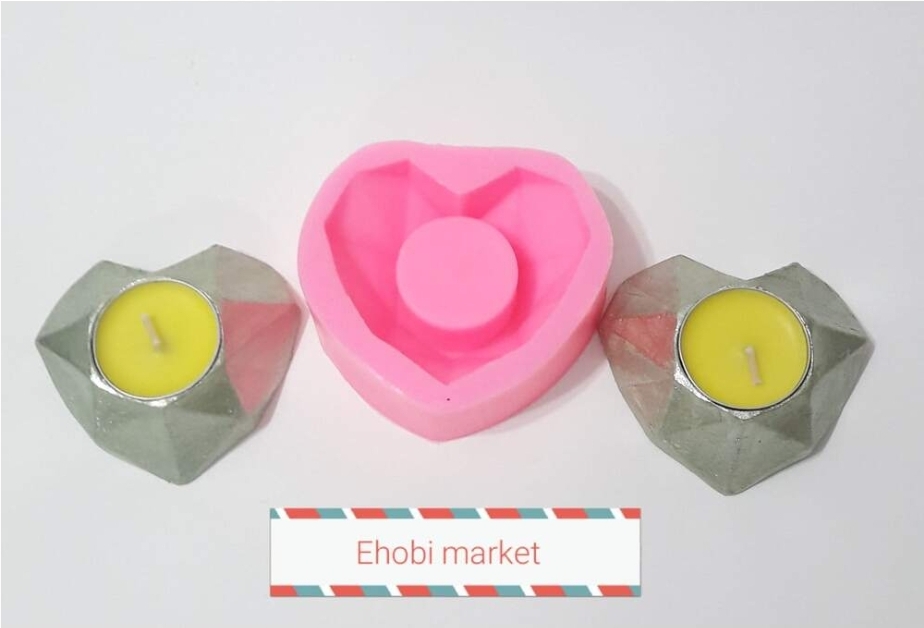 Prizma model kalp mumluk silikon kalip