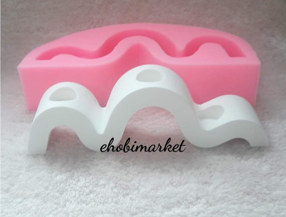 Dalga model üçlü şamdan silikon kalip