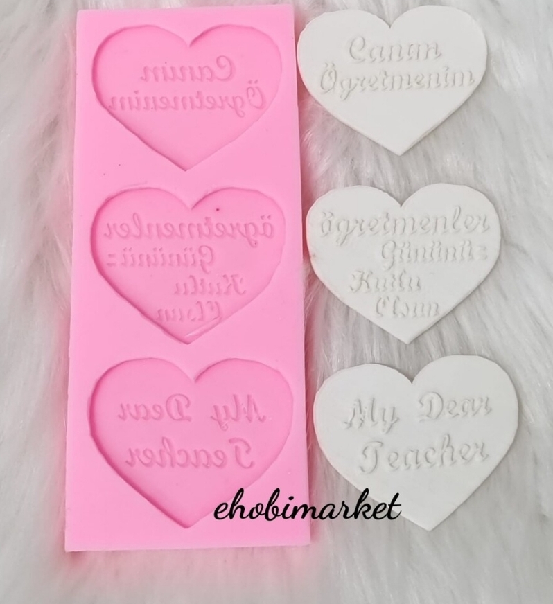 Yazili kalpler silikon kalip