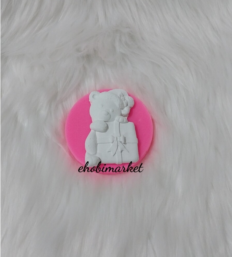 Hediye paketli ayicik silikon kalip