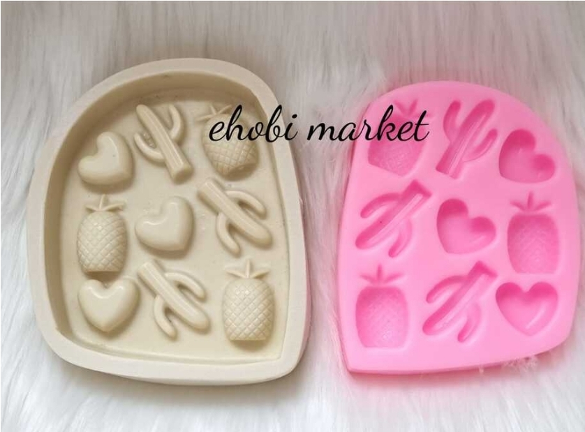 Çoklu ananas kalp kaktus silikon kalip