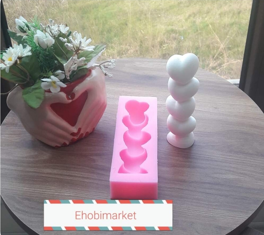 Şişko Sırali kalpler silikon kalip