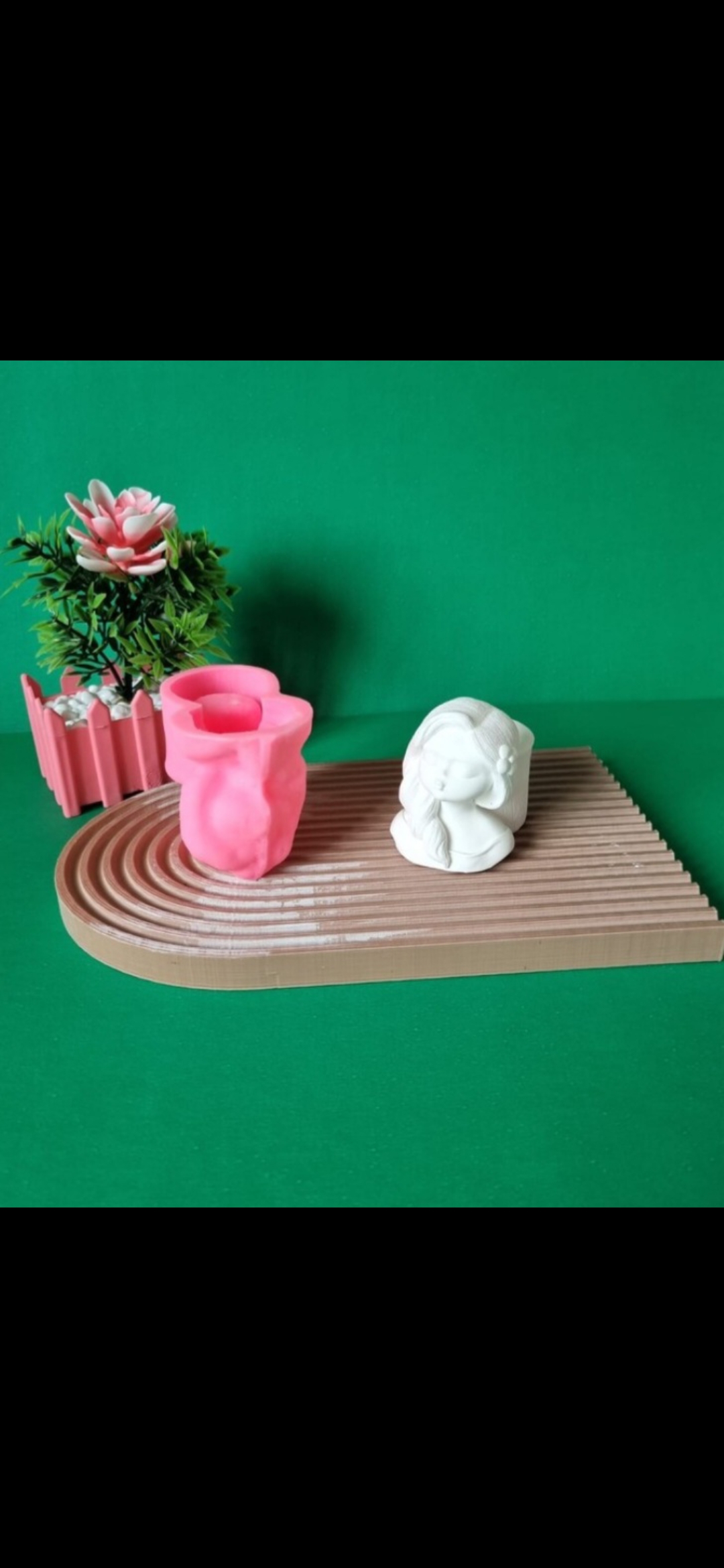 Kıvrımlı saçlı kız saksı silikon kalıp